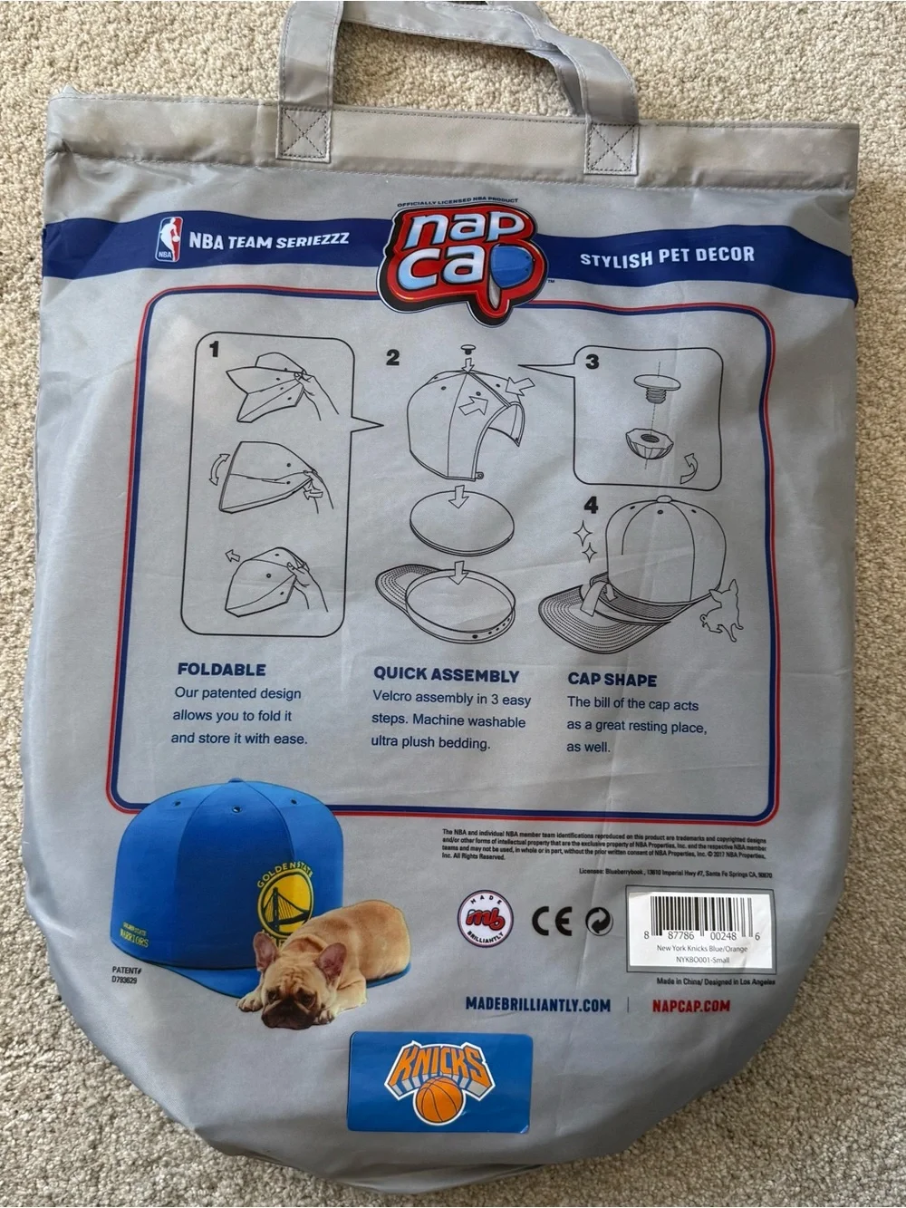NBA New York Knicks Blue Plush Pet Nap Cap Dog Bed Small 27
